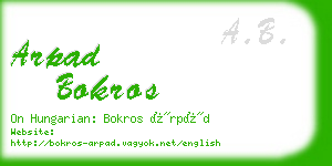 arpad bokros business card